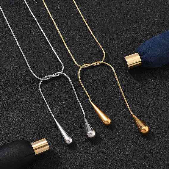 304 ожерелья-лариаты из нержавеющей стали с каплевидными концами