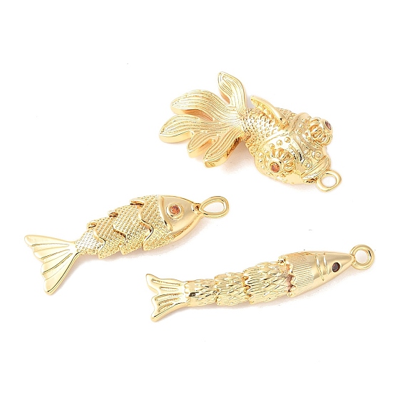 Латунные микропаве прозрачные подвески с фианитом, амулеты из рыбы сардина, стойки покрытие, прочное покрытие, без никеля 