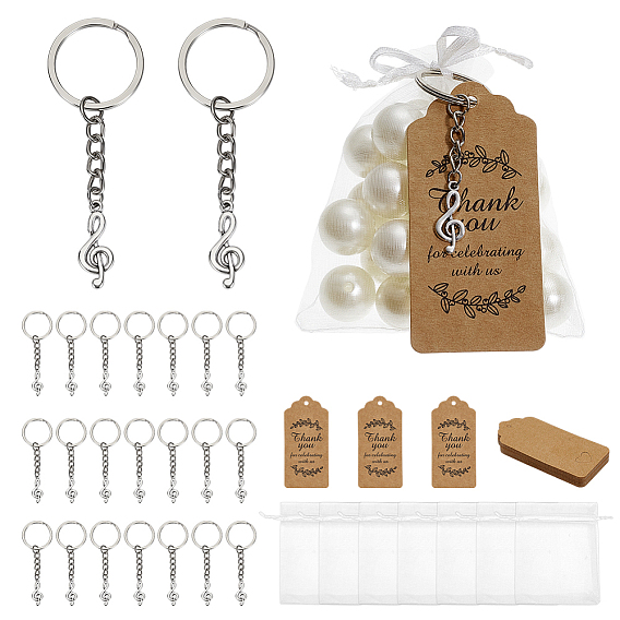 72шт. сплав кьечиан, с железными кольцами, бумажными открытками и подарочными пакетами из органзы, музыкальная нота