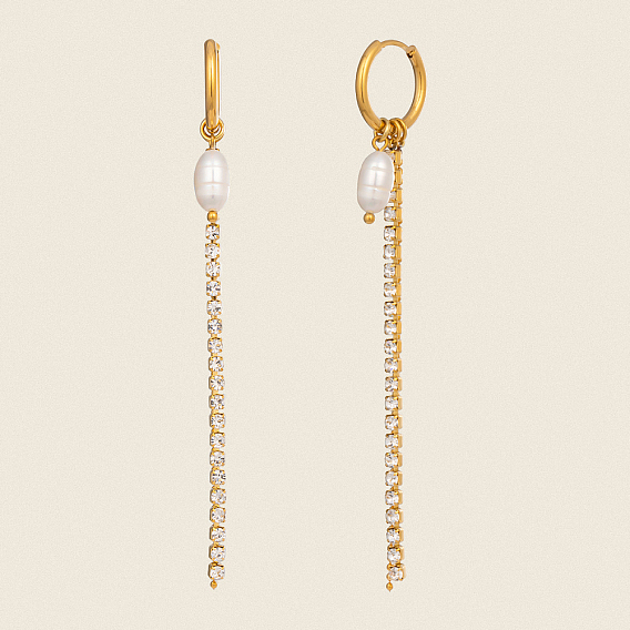 Овальные 304 серьги-кольца из нержавеющей стали и пресноводного жемчуга, цепочка-оберег