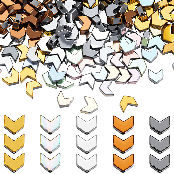 350шт. 5 цвета, гальванизированные стрелки, синтетические немагнитные гематитовые бусины, нити