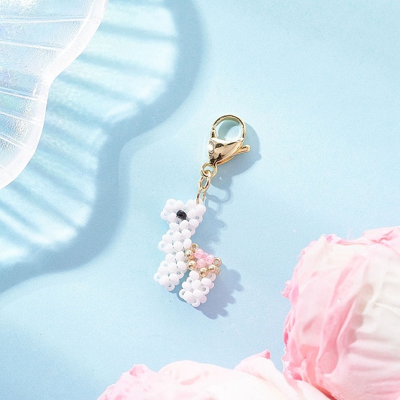 Подвески ручной работы из стеклянных бусин в форме альпаки, Сплав с застежками когтя омара