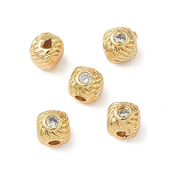 Латунные микро проложить кубического циркония бусы, без никеля , реальный 18 k позолоченный, квадратный