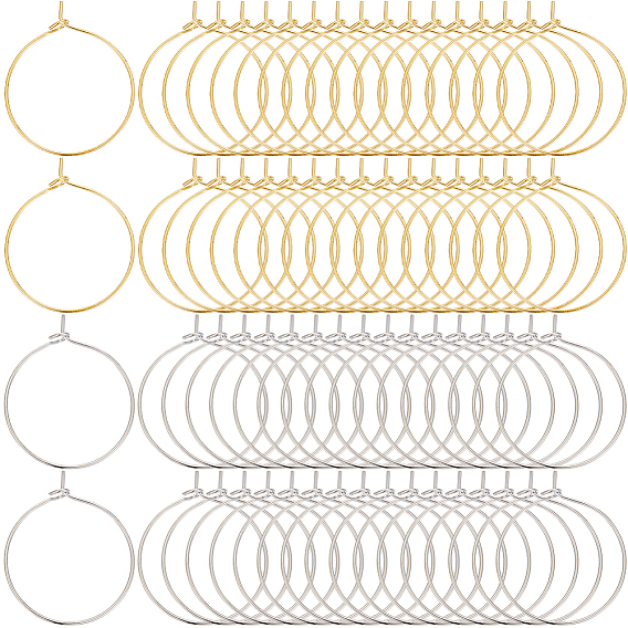 200 шт 2 цвета латунные кольца-шармы для бокалов вина, Обручальные серьги, без никеля 