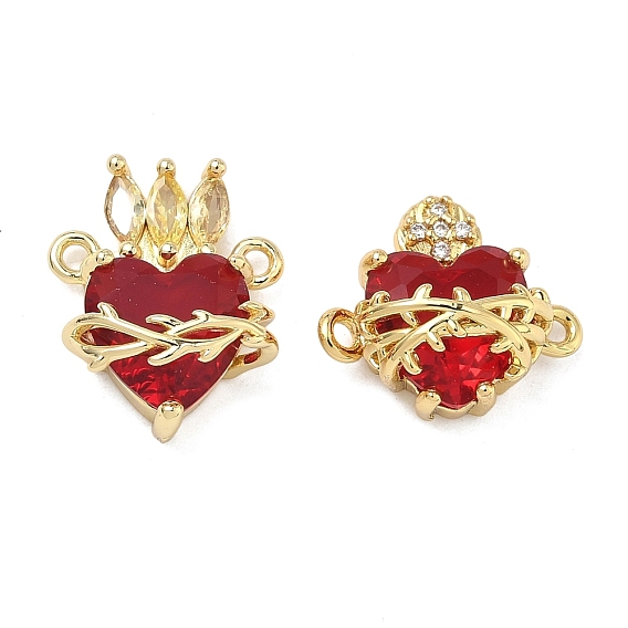 Латунь прокладывает кубические циркониевые прелести, со стеклом, сердце прелести, долговечный, стойки покрытие, без свинца и без кадмия