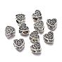 Tibetan Style Alloy European Beads, Large Hole Beads, Heart