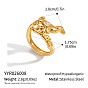 304 Stainless Steel Micro Pave Cubic Zirconia Open Cuff Rings for Women, Dog, Ion Plating(IP)