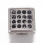 304 Stainless Steel Slide Charms, with Rhinestone, Rectangle
