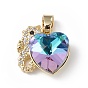 Настоящие позолоченные подвески из латуни с микропаве из кубического циркония, со стеклом, долговечный, без кадмия и без свинца, морской конек с сердцем