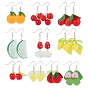 DIY fruits Theme Dangle Earring Making Kits, Including Resin & Polymer Clay & Acrylic & Glass Pendants, Lampwork Beads, Brass Earring Hooks, Iron Findings