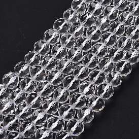 Natural Quartz Crystal Beads Strands, Star Cut Round Beads, Faceted
