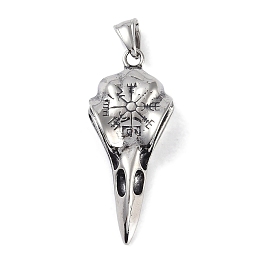 Viking 316 Surgical Stainless Steel Pendants, Crow Mouth with Vegvisir