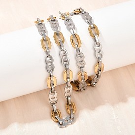 201 нержавеющая сталь 8 и овальные звенья цепочки ожерелья для женщин, с 304 нержавеющей стали застежки