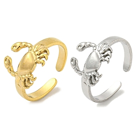 304 Stainless Steel Open Cuff Ring, Crab
