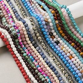 Natural & Synthetic Mixed Gemstone Beads Strands, Round, Mixed Dyed and Undyed
