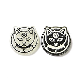 Halloween  Resin Cabochons, with Glitter Powder, Cat