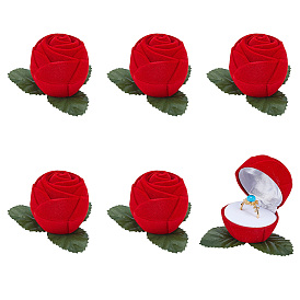 Флокированные пластиковые коробки для колец с розами, для упаковки подарков на день святого валентина, с губкой внутри