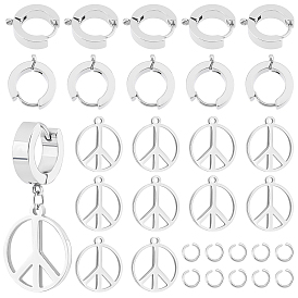 Unicraftal diy набор для изготовления висячих сережек в виде знака мира, включая 201 подвески из нержавеющей стали и серьги-кольца Huggie с петлей и 316 булавки из хирургической нержавеющей стали