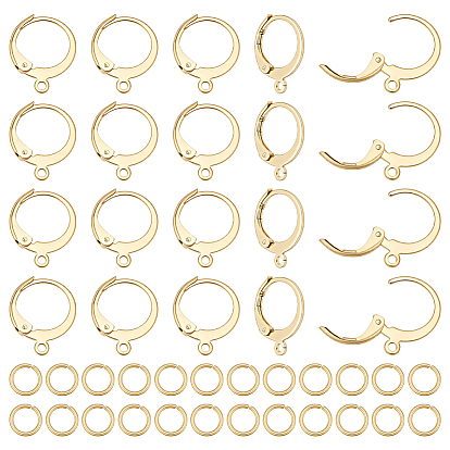 40 шт. 304 серьги с рычагом из нержавеющей стали, с горизонтальными петлями и 60шт открытыми соединительными кольцами