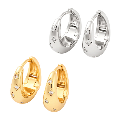 2пары 2 серьги-кольца из цветной латуни с прозрачными кубическими циркониями и паве для женщин, без свинца и без кадмия