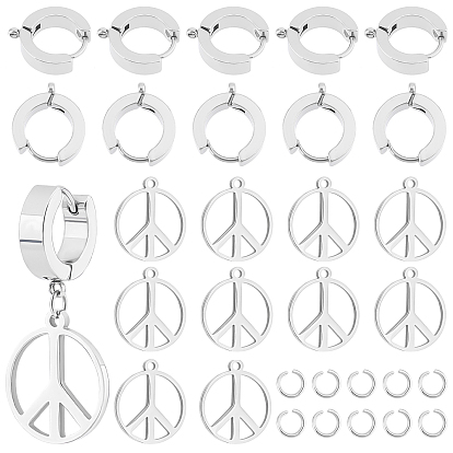 Unicraftal diy набор для изготовления висячих сережек в виде знака мира, включая 201 подвески из нержавеющей стали и серьги-кольца Huggie с петлей и 316 булавки из хирургической нержавеющей стали