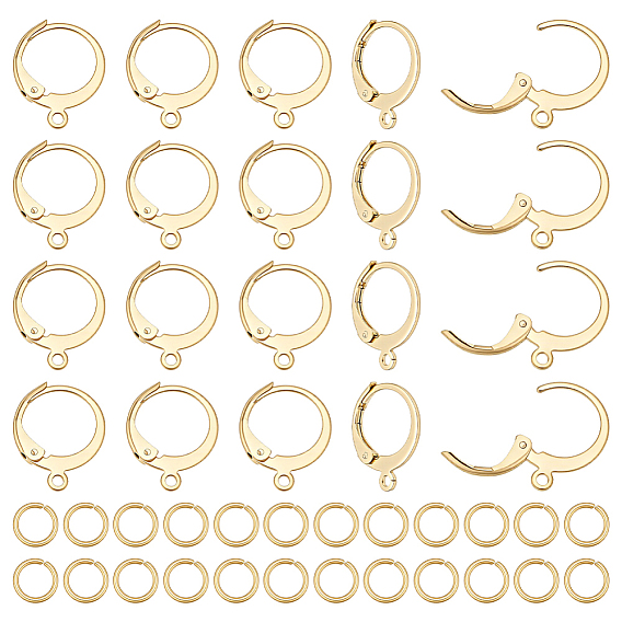 40 шт. 304 серьги с рычагом из нержавеющей стали, с горизонтальными петлями и 60шт открытыми соединительными кольцами