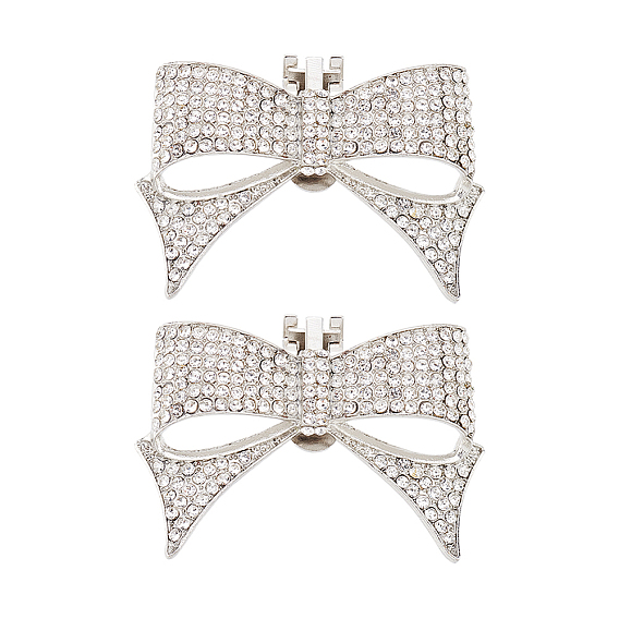 Украшения для обуви из сплава со стразами, съемные пряжки для обуви, с железной фурнитурой, бантом