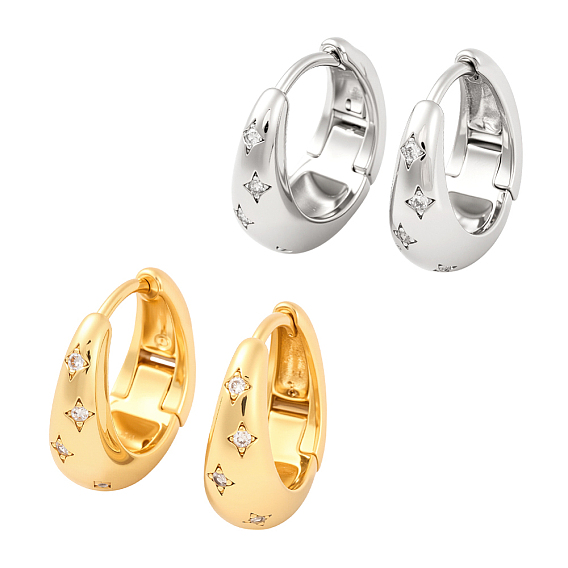 2пары 2 серьги-кольца из цветной латуни с прозрачными кубическими циркониями и паве для женщин, без свинца и без кадмия