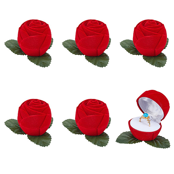 Флокированные пластиковые коробки для колец с розами, для упаковки подарков на день святого валентина, с губкой внутри