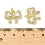 Brass Micro Pave Clear Cubic Zirconia Pendants, with Shell, Jump Ring, Bowknot
