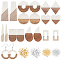Earring Making Kits, Including Resin & Walnut Wood Pendants, Brass Earring Hooks, Brass Jump Rings, Mixed Shapes