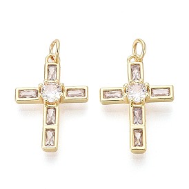 Религиозные латунные подвески с микропаве из прозрачного кубического циркония, крест прелести
