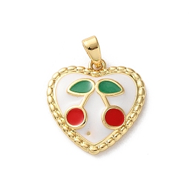 Латунь эмаль подвески, сердце с вишней