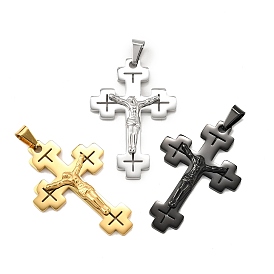 304 из нержавеющей стали большие кулоны, подвеска в виде креста-распятия, с 201 держателями для ледоруба из нержавеющей стали, ионное покрытие (ip)