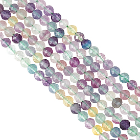 2 нити натуральные флюоритовые бусины нити, граненые, круглые