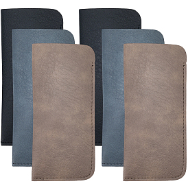 6 шт. 3 цвета футляры для очков из искусственной кожи, прямоугольные