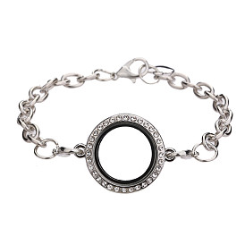 E-commerce can open DIY photo frame photo box bracelet LOCKET charms with diamond glass photo box jewelry
