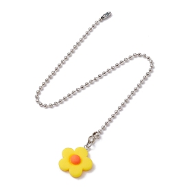 Flower Resin Ceiling Fan Pull Chain Extenders, with Iron Ball Chains