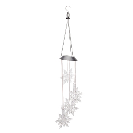 LED Solar Powered Snowflake Wind Chime, Waterproof, with Resin and Iron Findings, for Outdoor, Garden, Yard, Festival Decoration, Christmas Theme
