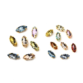 Шить на горный хрусталь, стекло горный хрусталь, лошадиный глаз , с позолоченными латунными зубцами