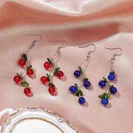 Вишневые стеклянные бусины с эффектом потрескивания и натуральные диопсидовые бусины, подвесные серьги, с железными штифтами с плоской головкой и 304 крючками для сережек из нержавеющей стали, платина