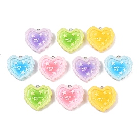 Непрозрачные подвески из искусственной смолы, подвеска для торта в форме сердца, с железной платиной петлей