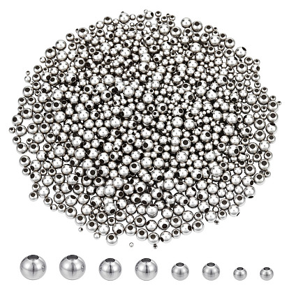 1200 шт. 4 стили 304 круглые бусины из нержавеющей стали с швом, для изготовления ювелирных изделий