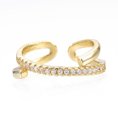 Clear Cubic Zirconia Wrapped Open Cuff Ring for Women, Nickel Free