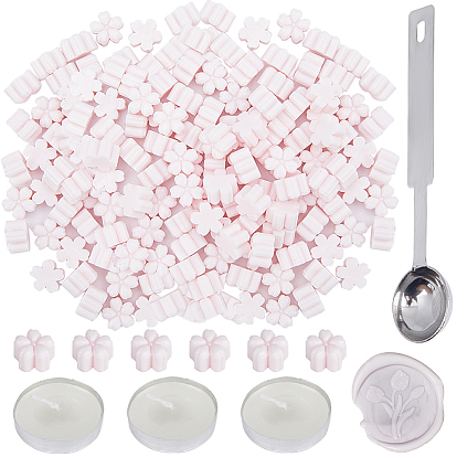 110шт. цветочные частицы сургуча, с ложкой из нержавеющей стали (ПК) и плоскими круглыми свечами (ПК), для ретро печать печать