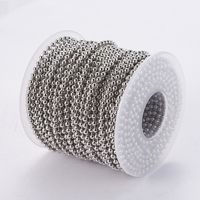 304 Stainless Steel Ball Chains, with Spool, Round