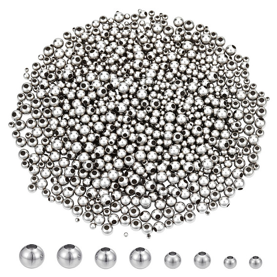 1200 шт. 4 стили 304 круглые бусины из нержавеющей стали с швом, для изготовления ювелирных изделий
