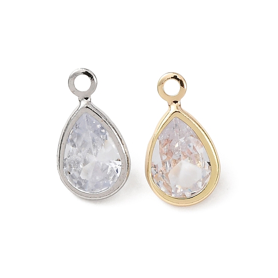 Латунь стекло кулоны, слезинки, долговечный, стойки покрытие, граненые