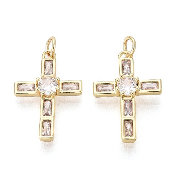 Религиозные латунные подвески с микропаве из прозрачного кубического циркония, крест прелести