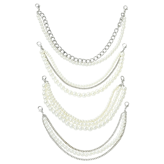 4 шт. 4 стили цинковый сплав и АБС жемчужные цепочки, для пряжек для обуви и аксессуаров для сумок